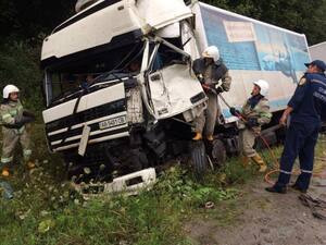 На Львівщині трапилась ДТП за участі двох вантажних автомобілів (ФОТО)