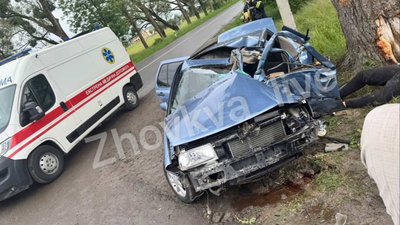У Львівській області автомобіль протаранив дерево (ФОТО, ВІДЕО)