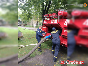 Рятувальники Львівщини ліквідовують наслідки негоди у кількох містах (фото)