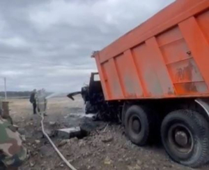 В Ірпені вантажівка підірвалась на міні ( відео)