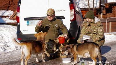 На Закарпатті поліцейські роблять саморобні будки для порятунку безпритульних тварин від холоду (ФОТО)