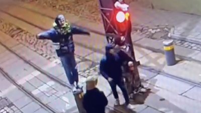 У Львові група молодих людей пошкодила болард (ВІДЕО)