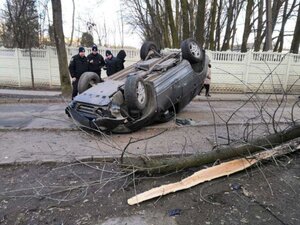 П’яна ДТП у Хмельницьку: у дворі одного з будинків авто "Chery" перекинулося на дах (відео)