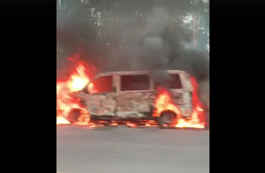 У Львівській області згорів автомобіль (відео)