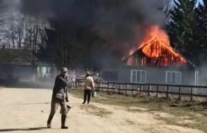 На Житомирщині спалювання сухостоїв призвело до пожежі в сільраді (фото)