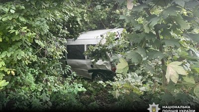 Біля Львова злетів з автодороги і перекинувся мікроавтобус, є постраждала (ФОТО)