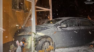 У Львові легковик влетів у будівлю ветеринарної клініки (ВІДЕО)