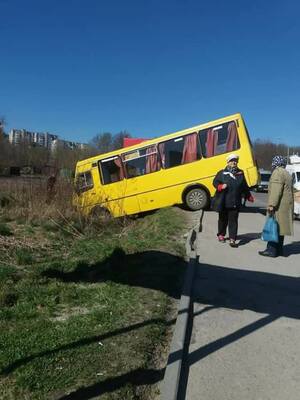 Стало погано за кермом: автобус з пасажирами з’їхав у кювет (фото)