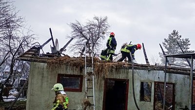 На Львівщині горіла господарська  будівля в якій перебували свійські тварини (ФОТО)