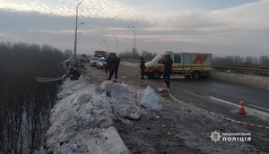 З кабіни ніхто не вибирався: на Чернігівщині з мосту впала фура (відео, фото)