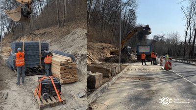 На виїзді зі Львова демонтували 100 метрів підпірної стінки