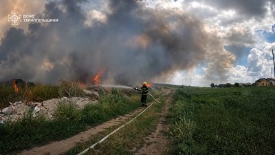 На Тернопільщині удар блискавки спричинив пожежу поля