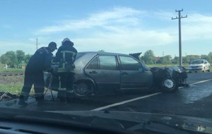 На Львівщині внаслідок ДТП загорівся автомобіль