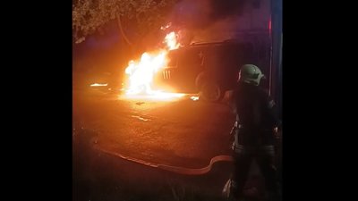 На Львівщині спалили військовий автомобіль (ФОТО, ВІДЕО)