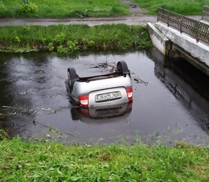 На Львівщині автомобіль з’їхав у кювет з водою (ФОТО)