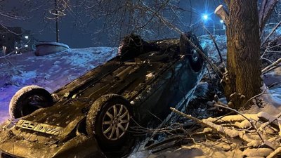 За кермом перекинутого у кюветі автомобіля у Львові перебував неповнолітній водій (ФОТО)