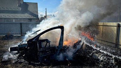 У Львівській області через спалювання трави згорів автомобіль «Tesla»
