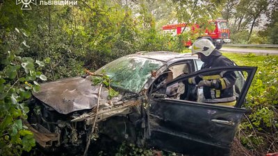 На трасі у Стрийському районі унаслідок ДТП водійку затиснуло деформованими конструкціями автомобіля (ФОТО)