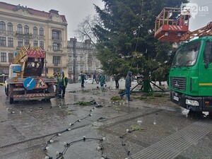 У Львові демонтовують та відправлять на утилізацію головну ялинку міста (фото)