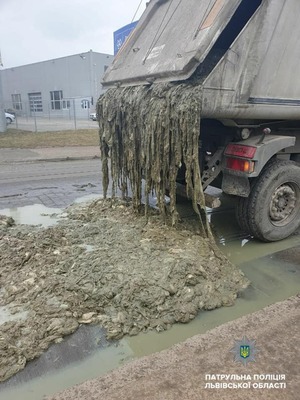 За забруднення проїзної частини вулиці у Львові оштрафували водія (фото)